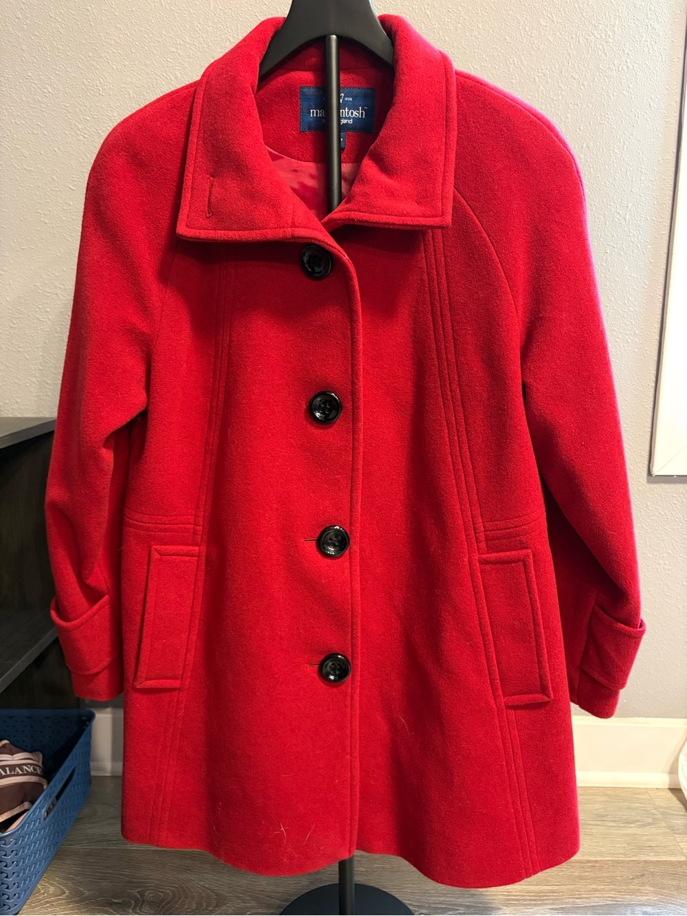 Never used Sears Red Wool Peacoat with Button Front